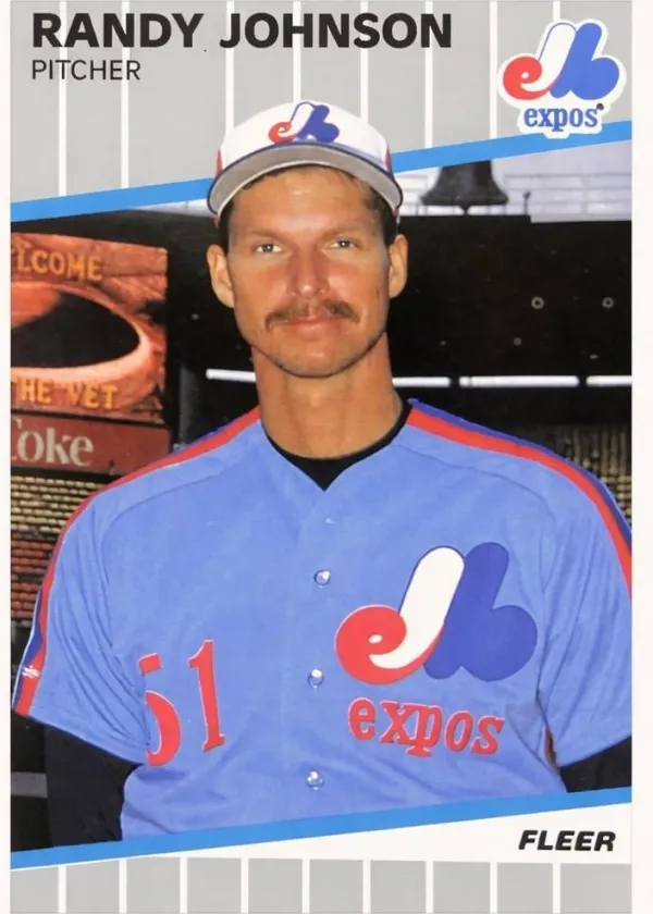 Randy Johnson 1989 Fleer Glossy Baseball Ad Blacked Out #381