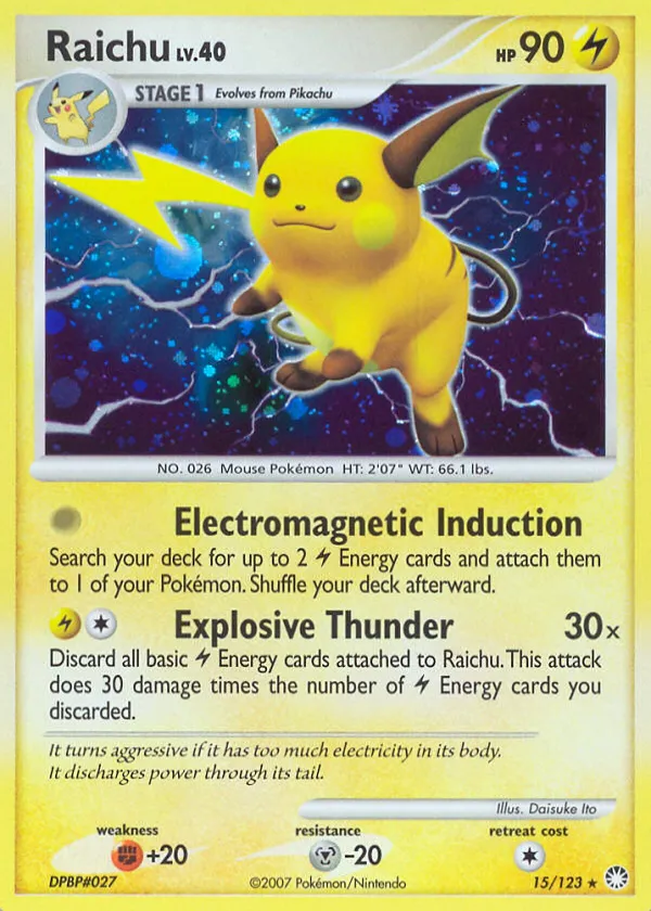 Raichu Pokémon Mysterious Treasures #15 Holo