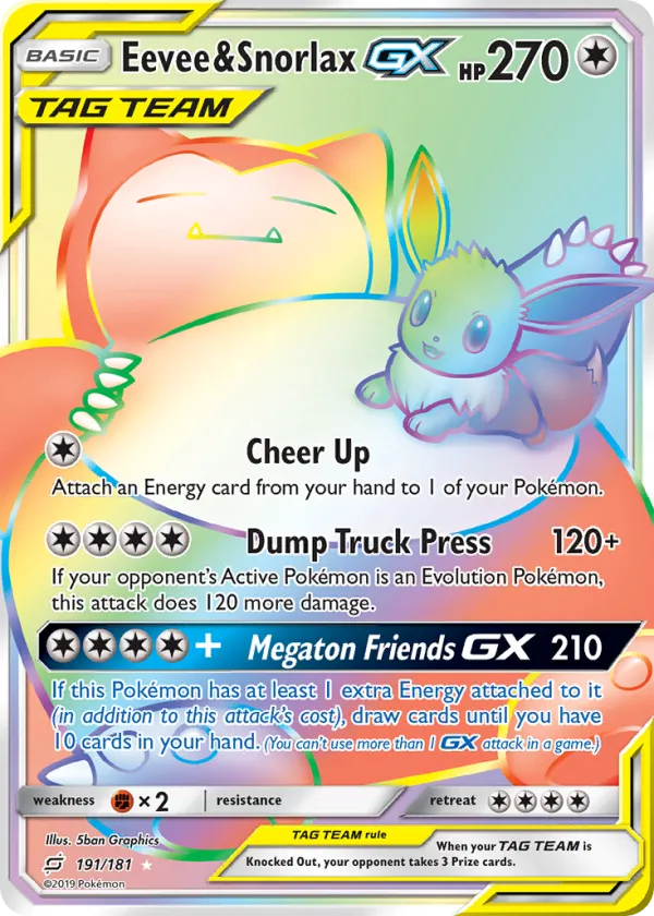 Eevee & Snorlax-GX Pokémon Team Up #191 Holo