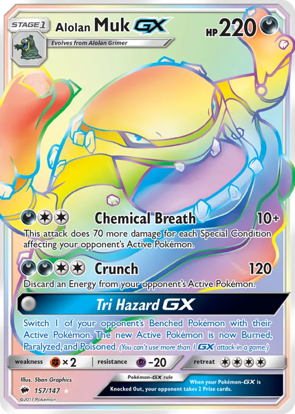 Alolan Muk-GX Pokémon Burning Shadows #157 Holo