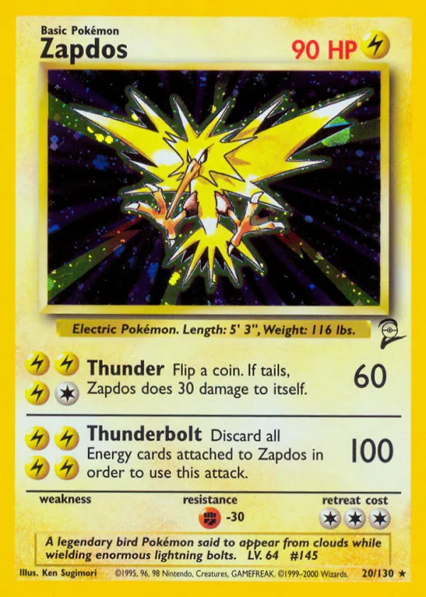 Zapdos Pokémon Base Set 2 #20 Holo