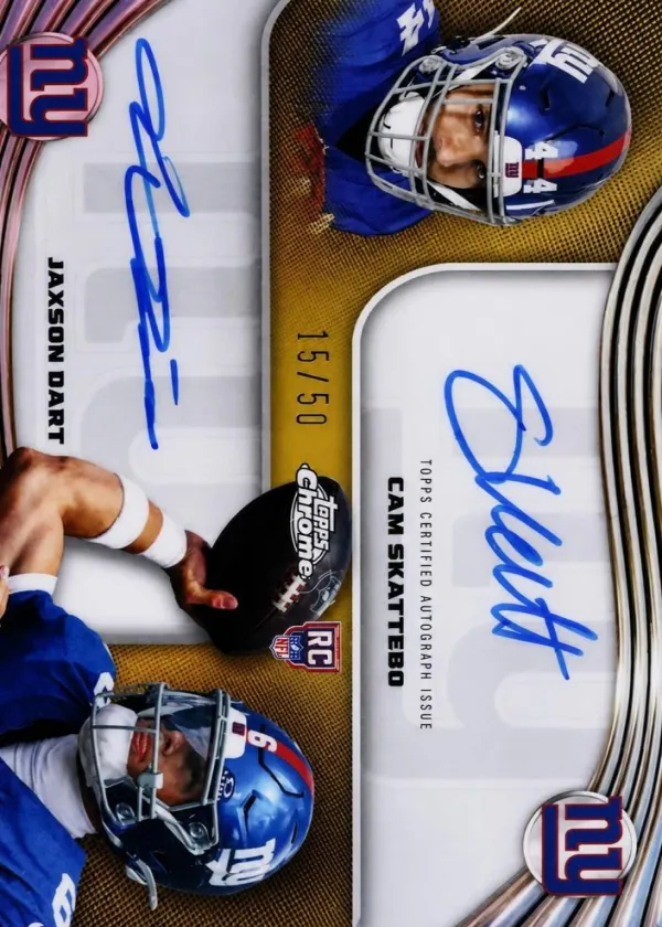 Cam Skattebo / Jaxson Dart 2025 Topps Chrome Dual Autographs Football #DA-SD