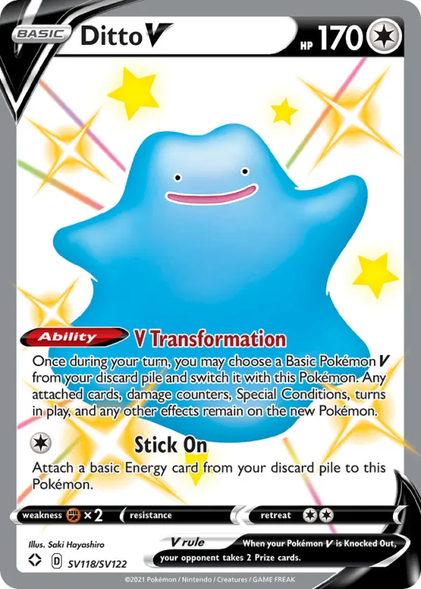 Ditto V Pokémon Shining Fates Shiny Vault #SV118 Holo