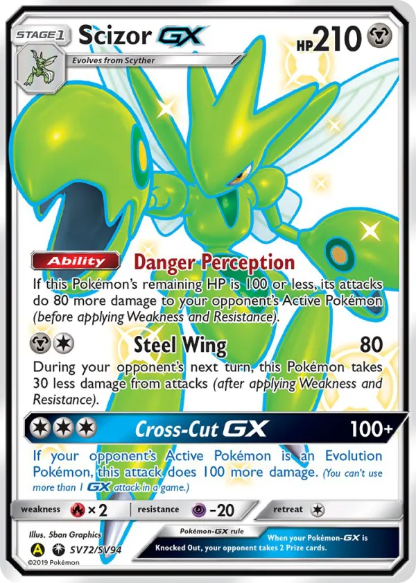 Scizor-GX Pokémon Hidden Fates Shiny Vault #SV72 Holo