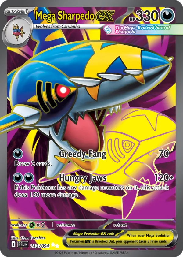 Mega Sharpedo ex Pokémon Phantasmal Flames #113 Holo