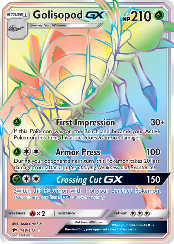 Golisopod-GX Pokémon Burning Shadows #148 Holo