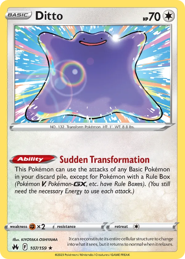 Ditto Pokémon Crown Zenith #107 Reverse Holo