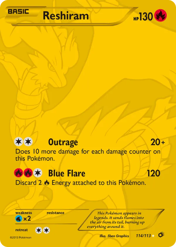 Reshiram Pokémon Legendary Treasures #114 Holo