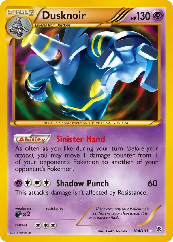 Dusknoir Pokémon Plasma Blast #104 Holo