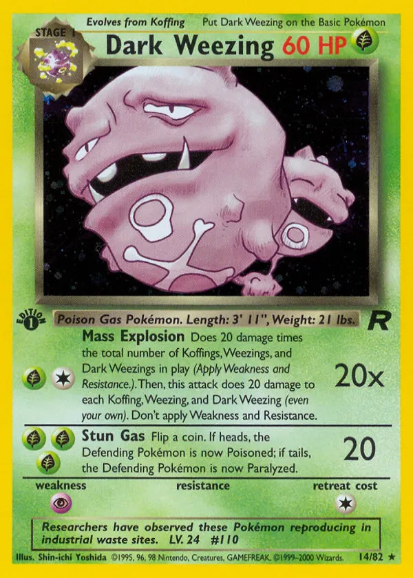 Dark Weezing Pokémon Team Rocket #14 1st Edition Holo