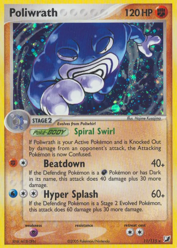 Poliwrath Pokémon Unseen Forces #11 Reverse Holo