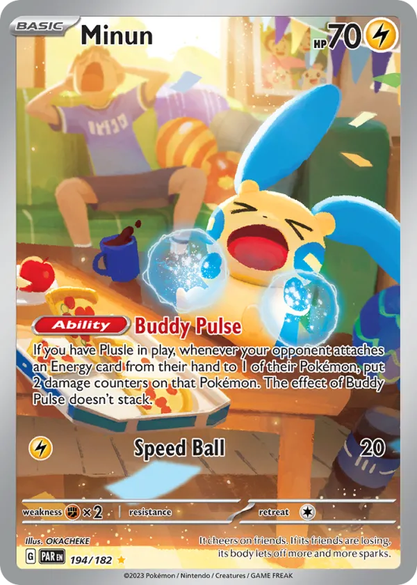Minun Pokémon Paradox Rift #194 Holo