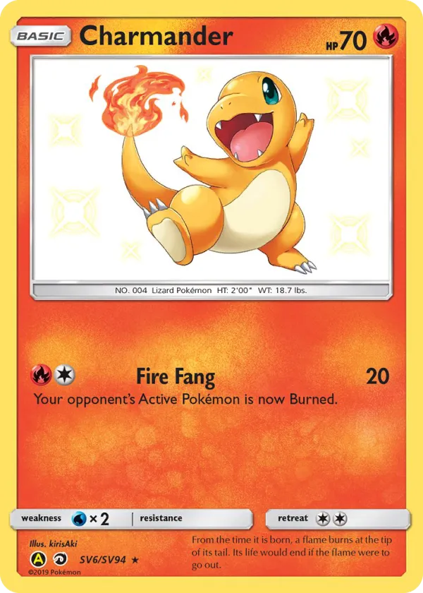 Charmander Pokémon Hidden Fates Shiny Vault #SV6 Holo
