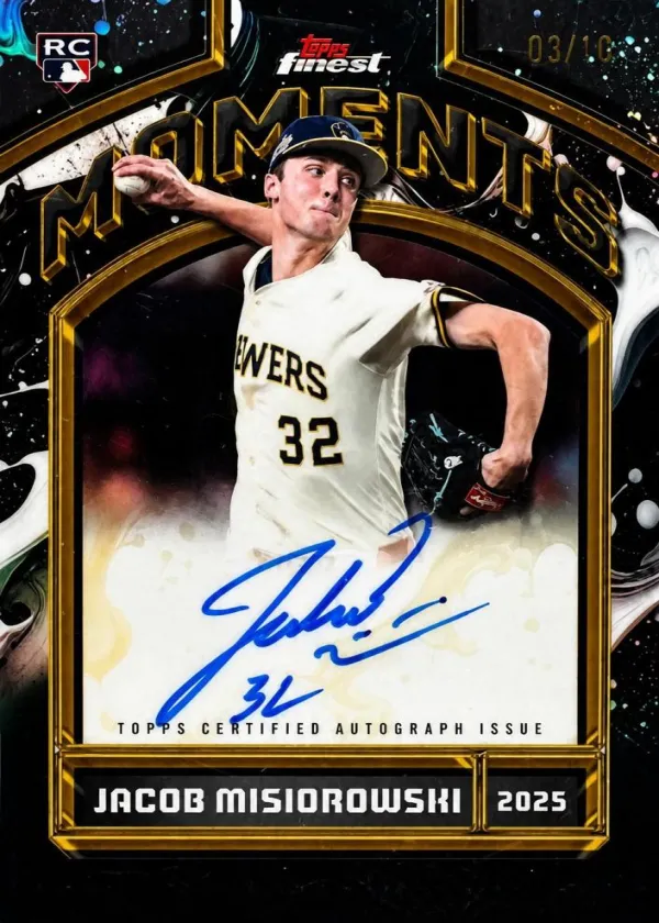 Jacob Misiorowski 2026 Topps Finest Moments Autographs Baseball Black Refractor #FMA-JM