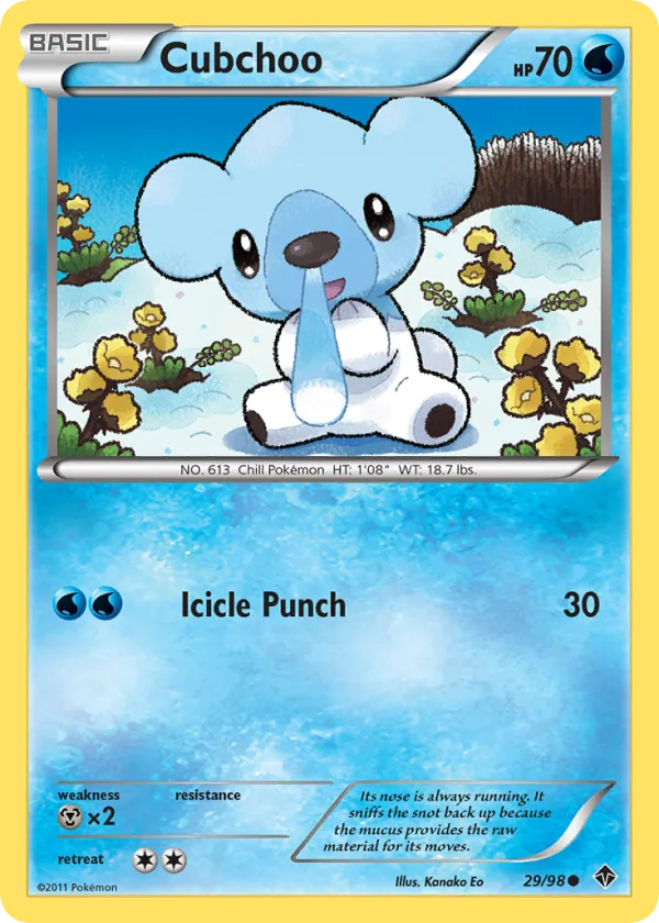 Cubchoo Pokémon Emerging Powers #29 Reverse Holo