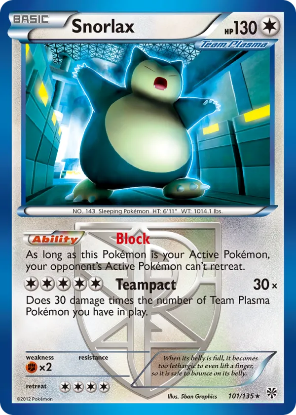 Snorlax Pokémon Plasma Storm #101