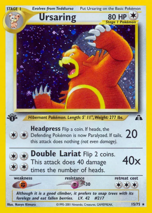 Ursaring Pokémon Neo Discovery #15 Unlimited Holo