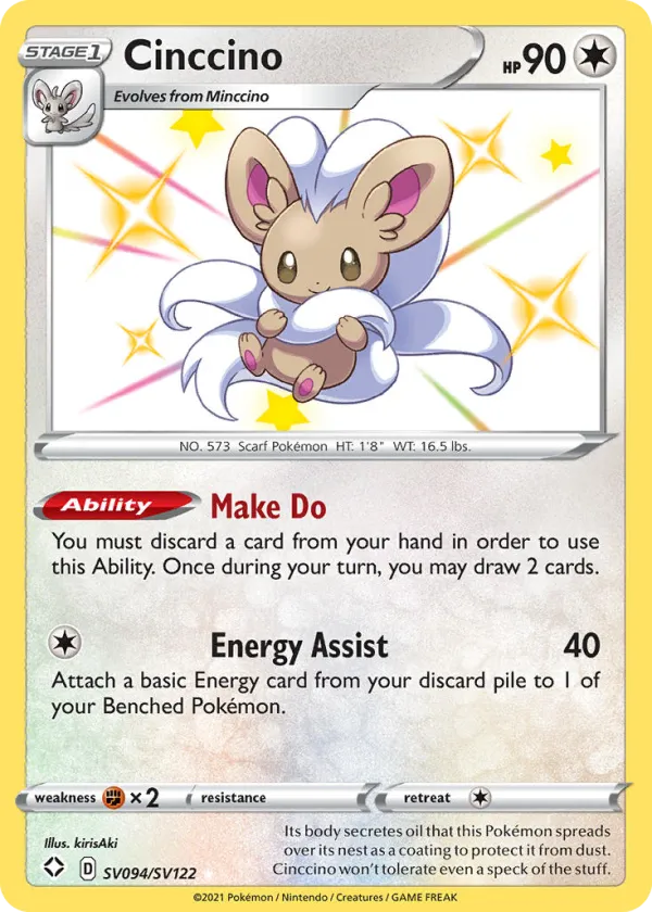 Cinccino Pokémon Shining Fates Shiny Vault #SV094 Holo