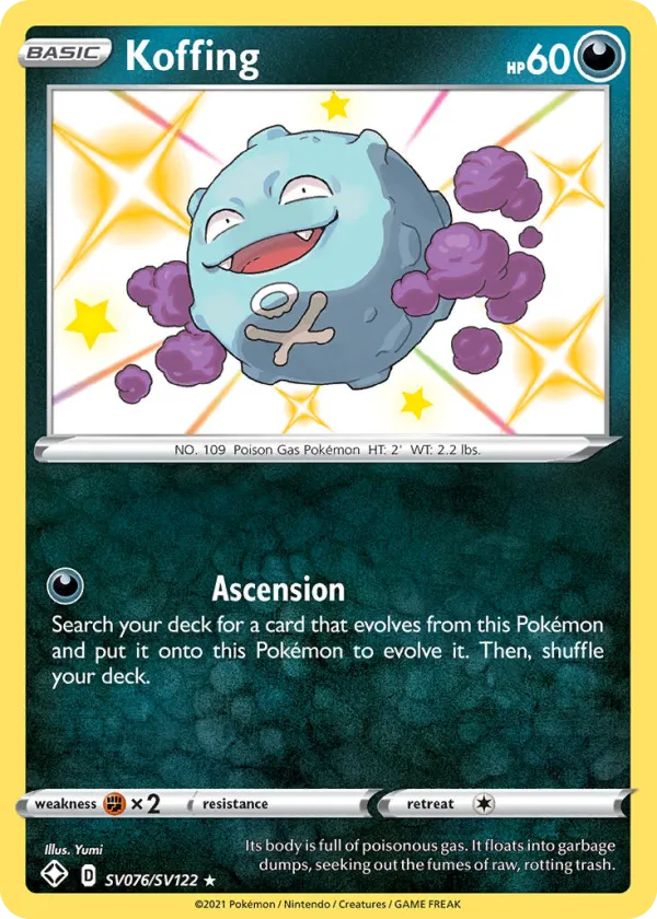 Koffing Pokémon Shining Fates Shiny Vault #SV076 Holo
