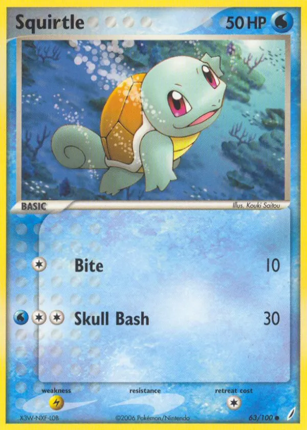 Squirtle Pokémon Crystal Guardians #63 Reverse Holo