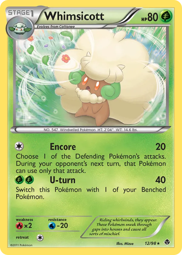 Whimsicott Pokémon Emerging Powers #12 Reverse Holo
