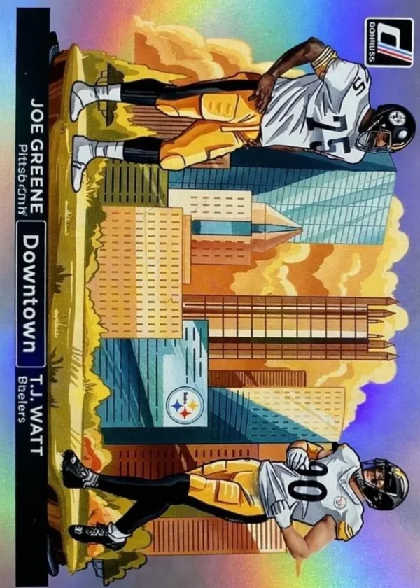 Joe Greene / T.J. Watt 2024 Panini Donruss Horizontal Downtown! Football #10