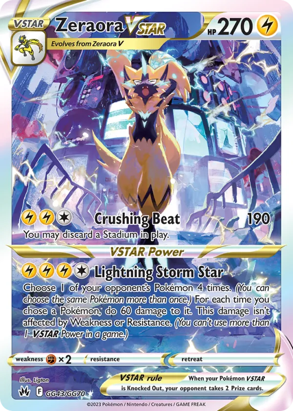 Zeraora VSTAR Pokémon Crown Zenith Galarian Gallery #GG43 Holo