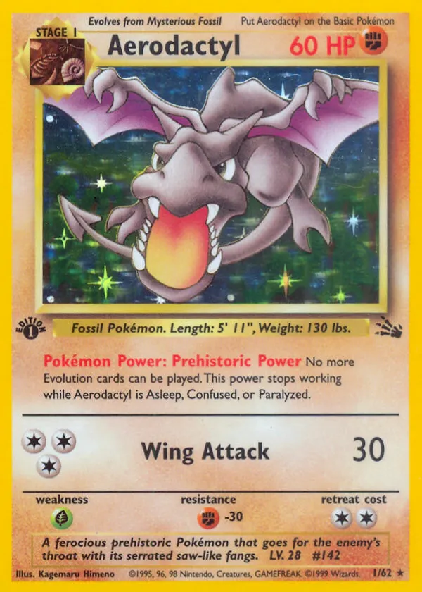 Aerodactyl Pokémon Fossil #1 1st Edition Holo