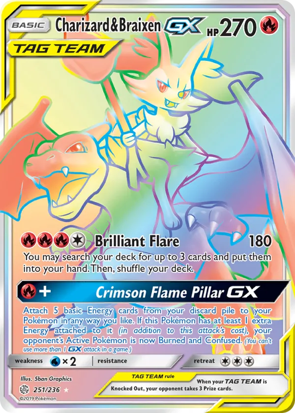 Charizard & Braixen-GX Pokémon Cosmic Eclipse #251 Holo
