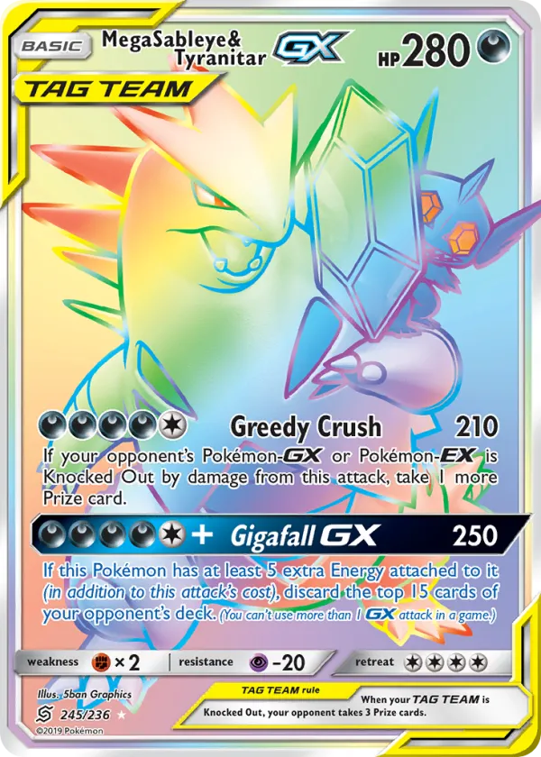 Mega Sableye & Tyranitar-GX Pokémon Unified Minds #245 Holo