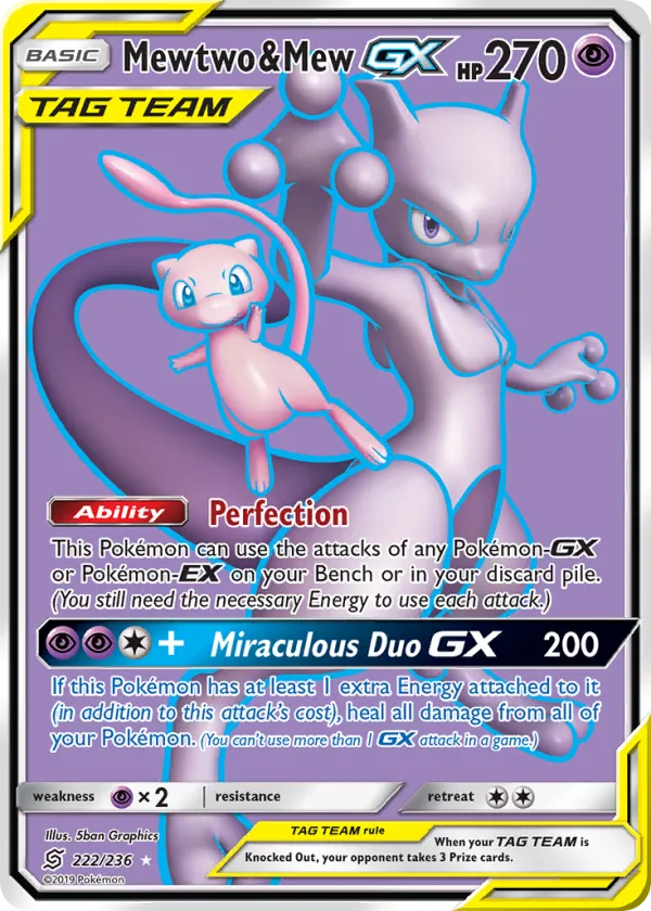 Mewtwo & Mew-GX Pokémon Unified Minds #222 Holo