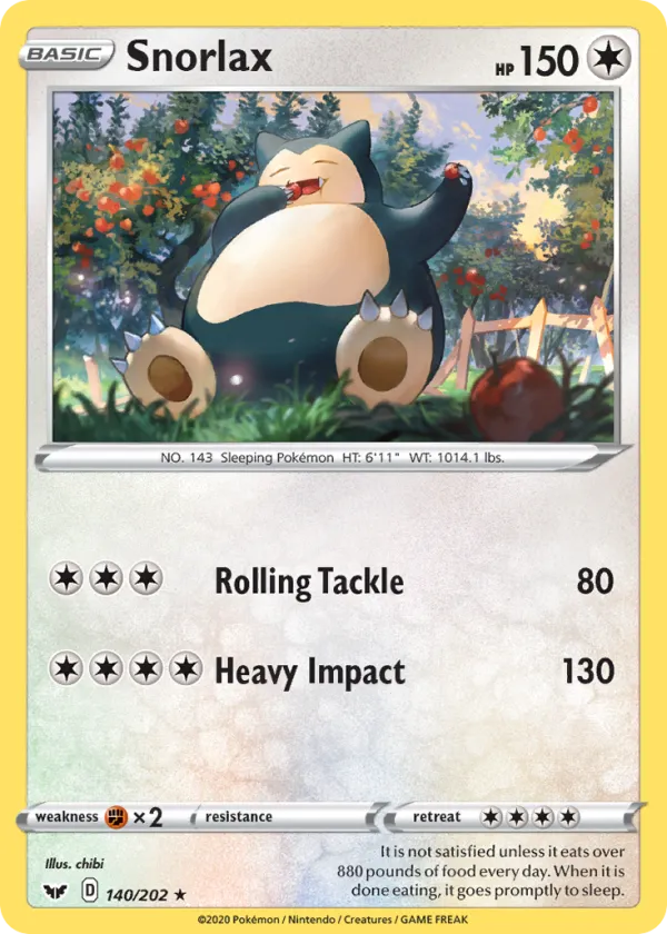 Snorlax Pokémon Sword & Shield #140 Reverse Holo