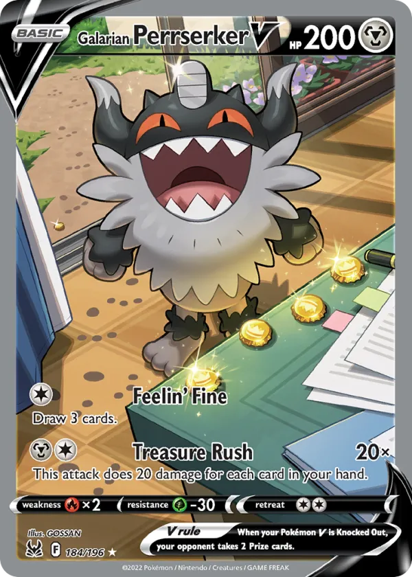 Galarian Perrserker V Pokémon Lost Origin #184 Holo