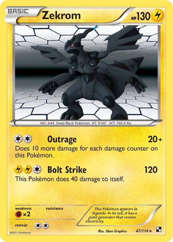 Zekrom Pokémon Black & White #47 Reverse Holo