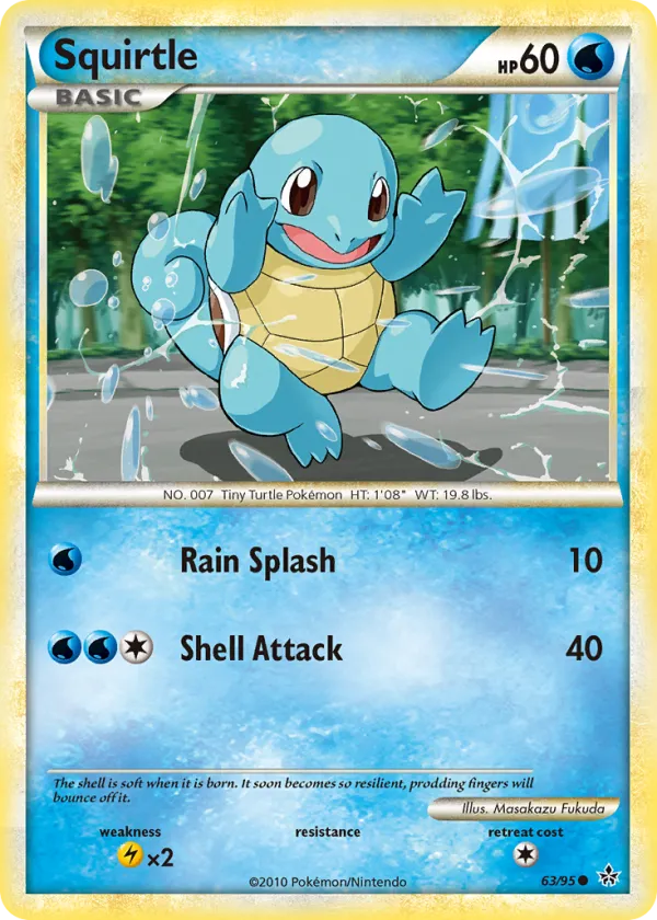 Squirtle Pokémon HS—Unleashed #63 Reverse Holo
