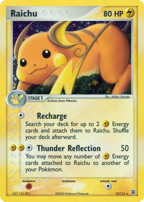 Raichu Pokémon FireRed & LeafGreen #12 Reverse Holo