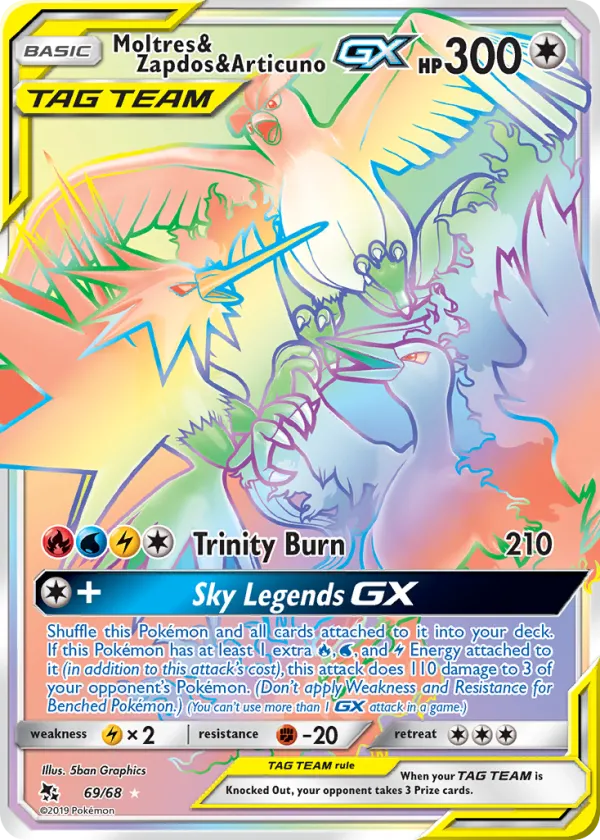 Moltres & Zapdos & Articuno-GX Pokémon Hidden Fates #69 Holo