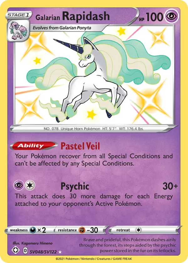 Galarian Rapidash Pokémon Shining Fates Shiny Vault #SV048 Holo