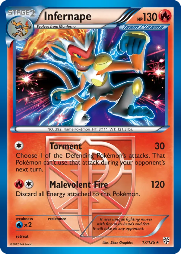 Infernape Pokémon Plasma Storm #17 Reverse Holo