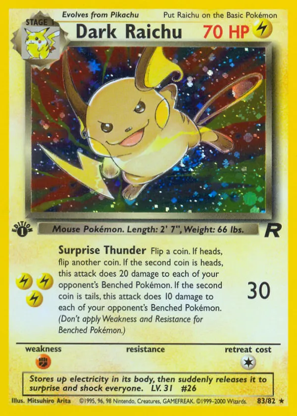 Dark Raichu Pokémon Team Rocket #83 Unlimited Holo