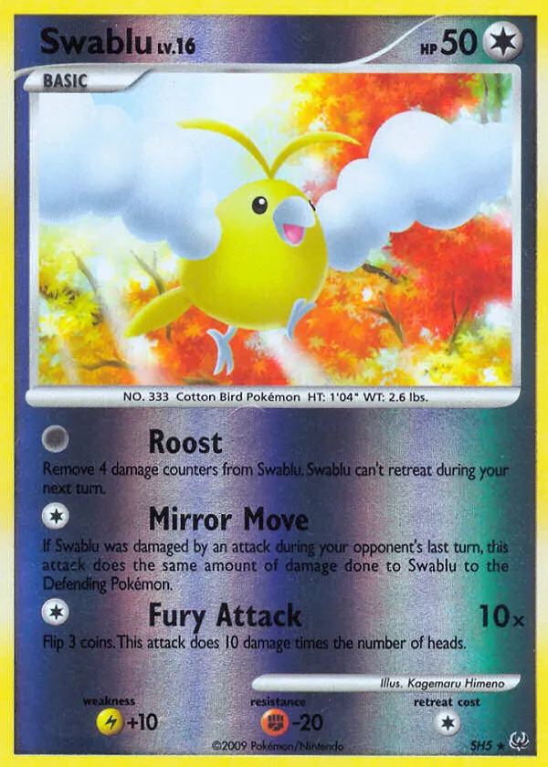 Swablu Pokémon Platinum #SH5 Reverse Holo