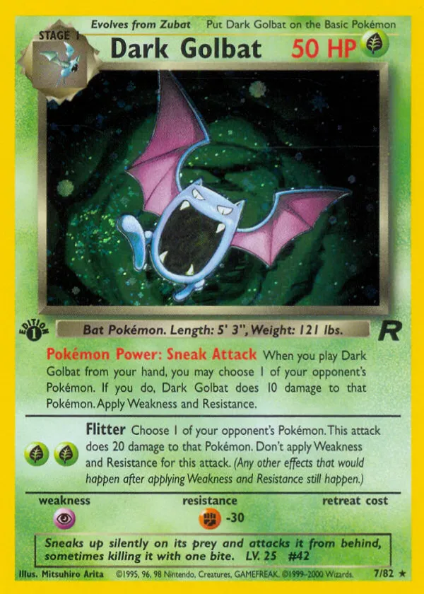 Dark Golbat Pokémon Team Rocket #7 1st Edition Holo