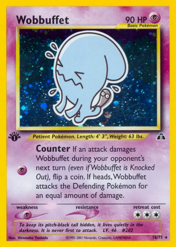 Wobbuffet Pokémon Neo Discovery #16 Unlimited Holo