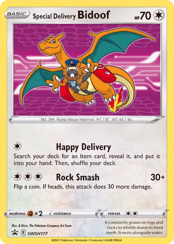 Special Delivery Bidoof Pokémon SWSH Black Star Promos #SWSH177 Holo