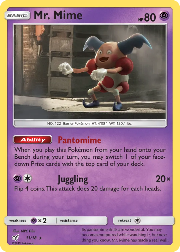 Mr. Mime Pokémon Detective Pikachu #11 Holo