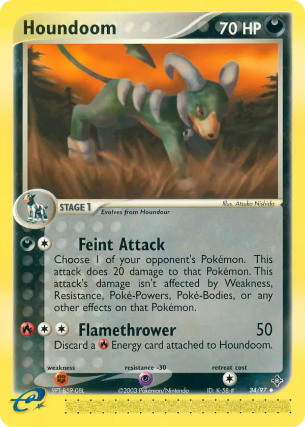 Houndoom Pokémon Dragon #34 Reverse Holo