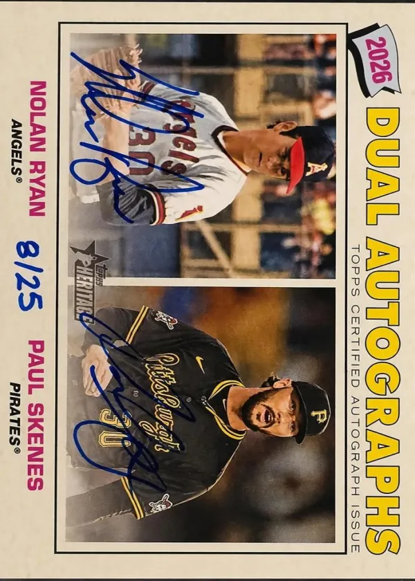 Paul Skenes / Nolan Ryan 2026 Topps Heritage Real One Dual Autographs Baseball #RODA-RS