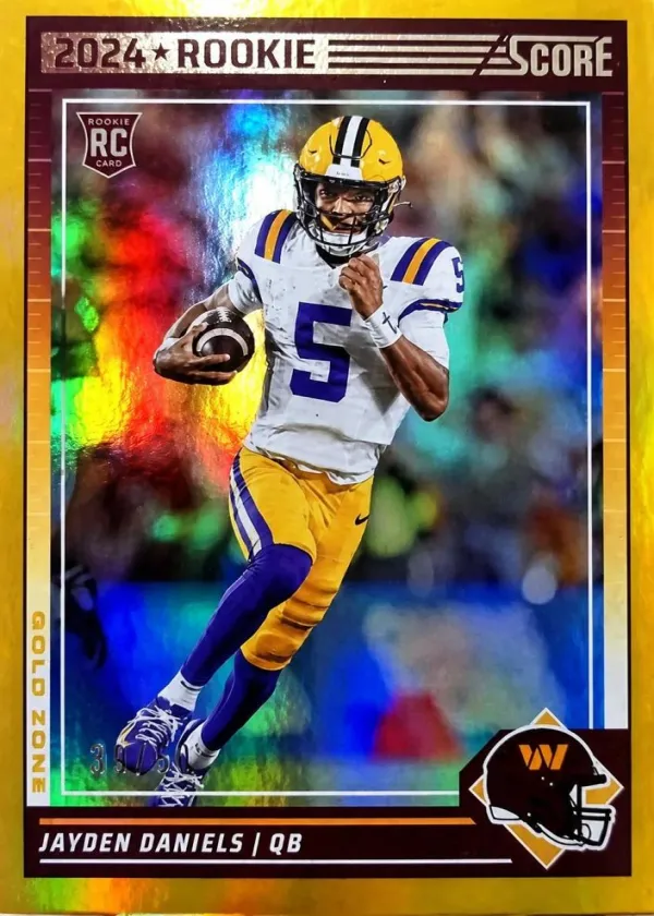 Jayden Daniels 2024 Panini Score Rookies Football Gold Zone #302