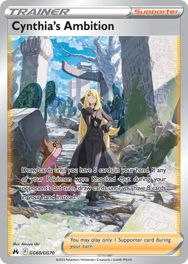 Cynthia's Ambition Pokémon Crown Zenith Galarian Gallery #GG60 Holo