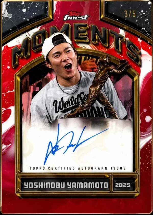 Yoshinobu Yamamoto 2026 Topps Finest Moments Autographs Baseball Red Refractor #FMA-YY